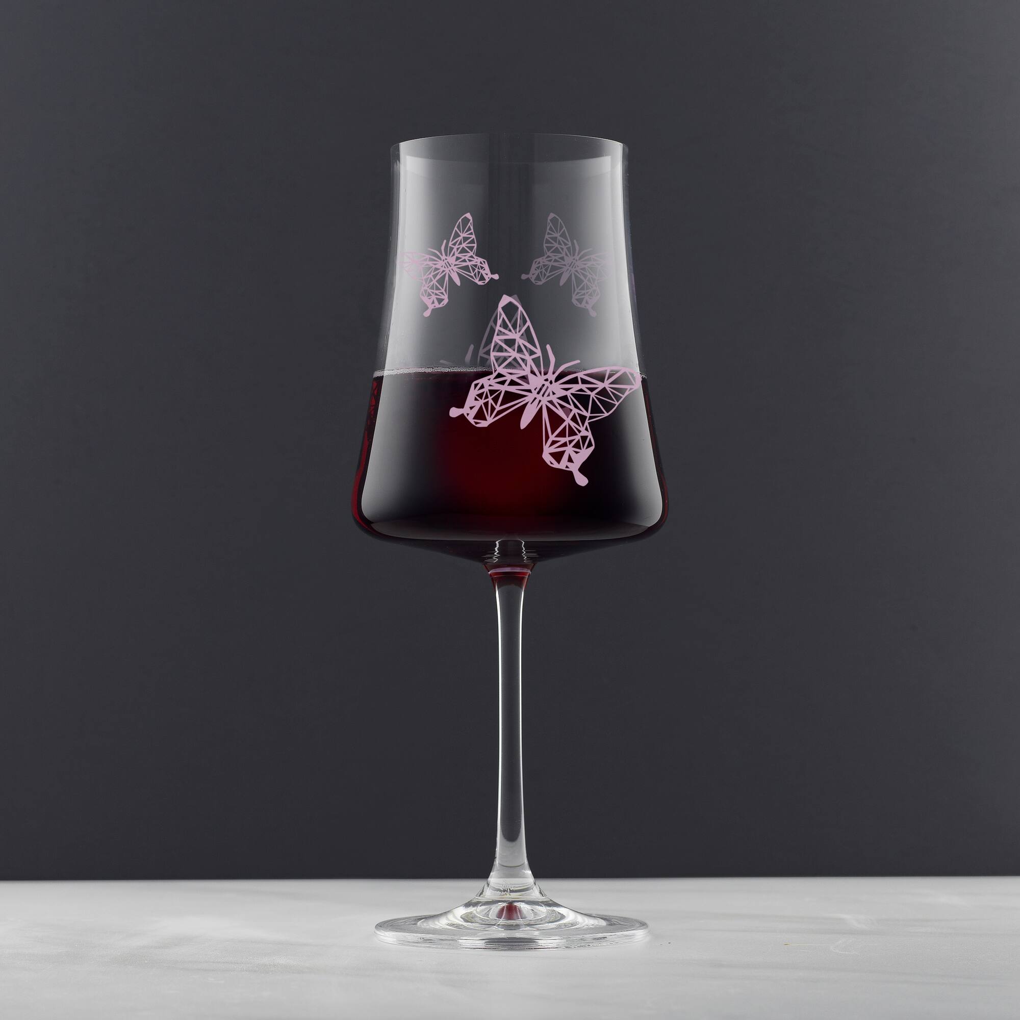 JoyJolt® 21oz. Meadow Butterfly Crystal Red Wine Glasses Set, 2ct.
